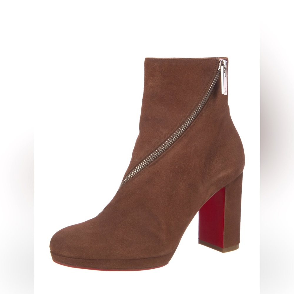 Christian Louboutin Suede Ankle Moto Boots